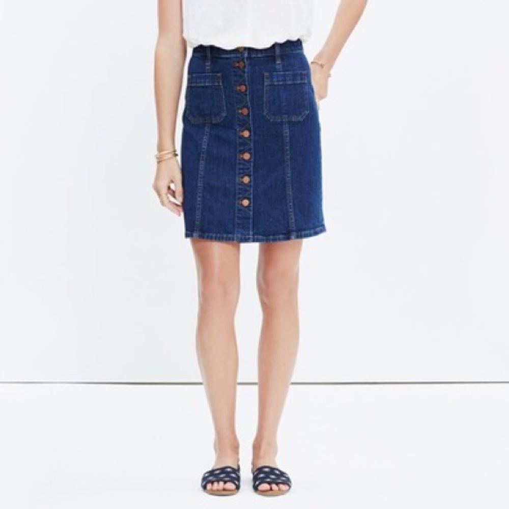 Madewell Blue Denim Button-up Skirt